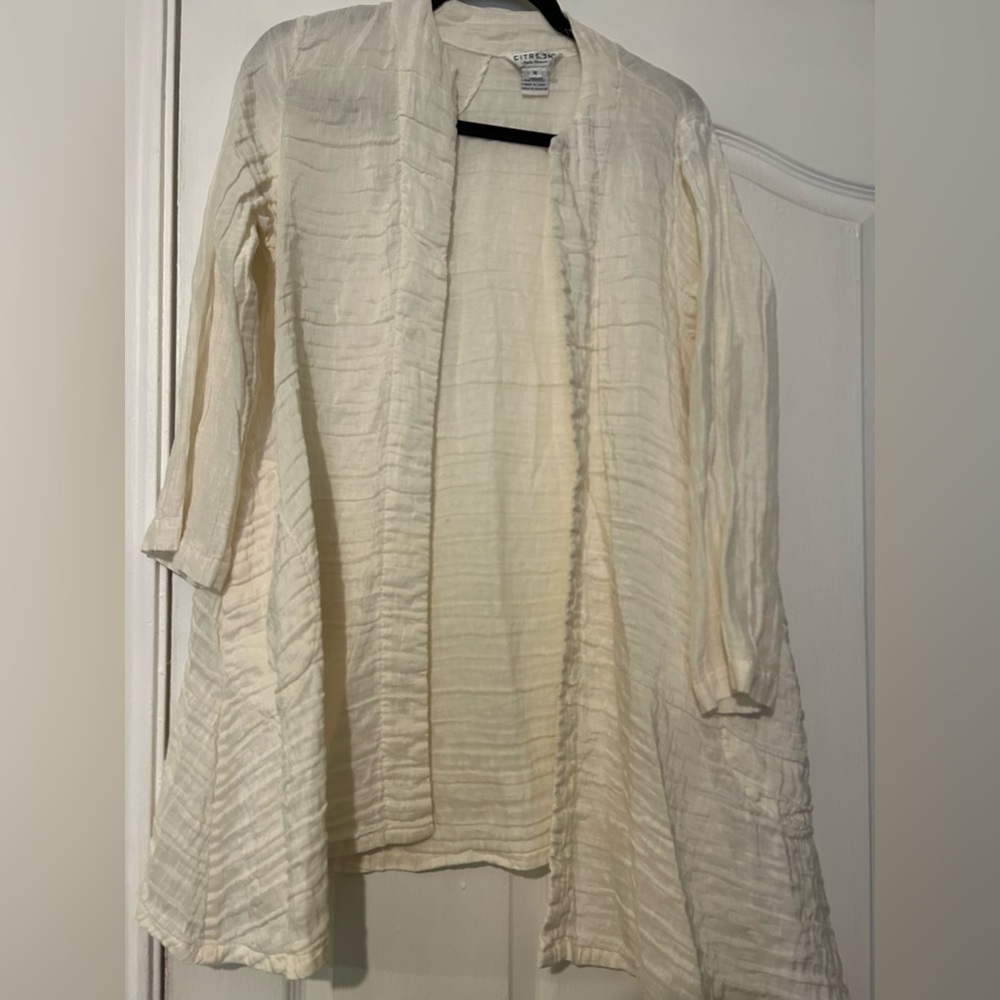 Citron Santa Monica linen Silk open cardigan medium